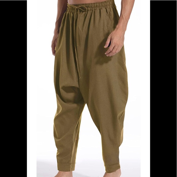 BRAND NEW UNISEX TRENDY OLIVE BOHO/ GYPSY/ HIPPIE STYLE YOGA PANTS NWT - Picture 4 of 8